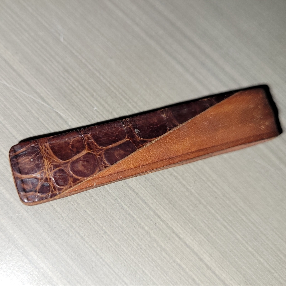 🤑Vintage SWANK Leather & Alligator Skin Money Clip - Picture 8 of 10